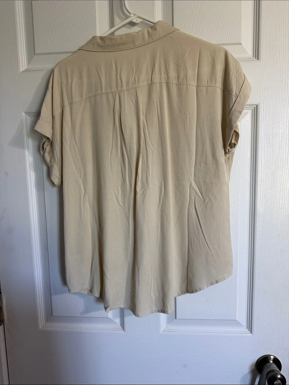 Zenana Outfitters Cream Short Sleeve Utility Button-Front Shirt